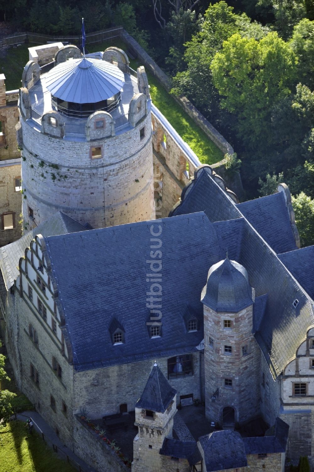 Kranichfeld aus der Vogelperspektive: Oberschloss Kranichfeld im Bundesland Thüringen