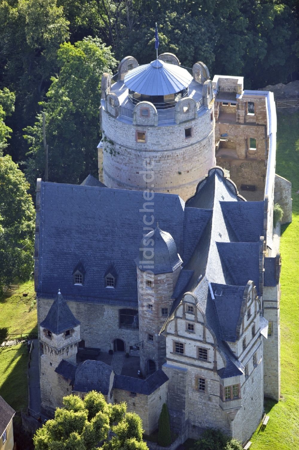 Luftaufnahme Kranichfeld - Oberschloss Kranichfeld im Bundesland Thüringen