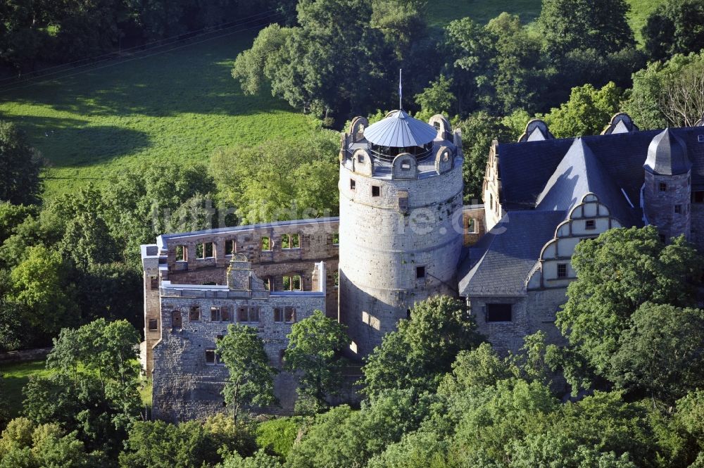 Kranichfeld von oben - Oberschloss Kranichfeld im Bundesland Thüringen