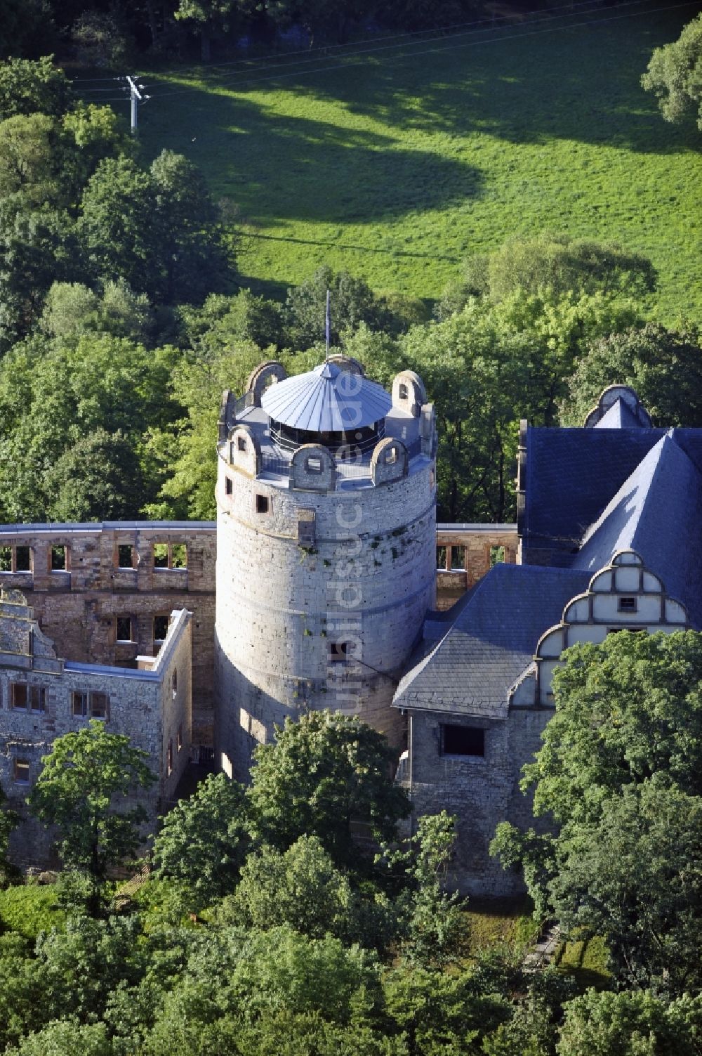 Kranichfeld aus der Vogelperspektive: Oberschloss Kranichfeld im Bundesland Thüringen