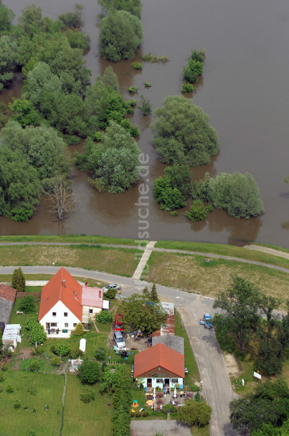 Luftbild Ziltendorf - Oder Hochwasser bei Ziltendorf in Brandenburg