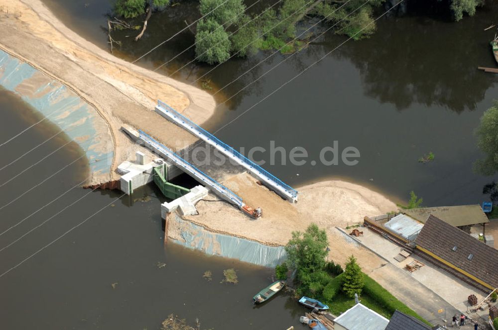 Luftaufnahme Brieskow-Finkenheerd - Oder Hochwasser in Brieskow-Finkenheerd in Brandenburg