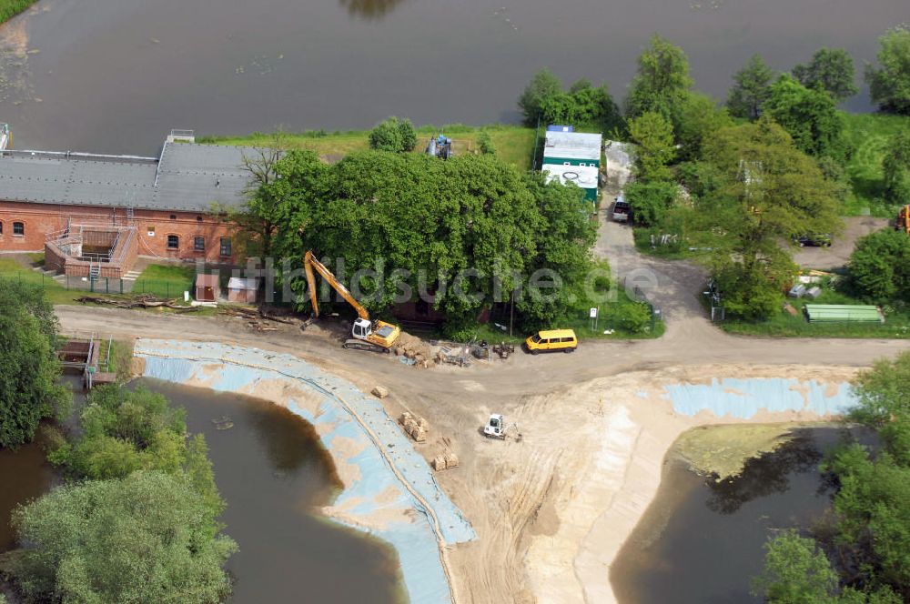 Brieskow-Finkenheerd von oben - Oder Hochwasser in Brieskow-Finkenheerd in Brandenburg