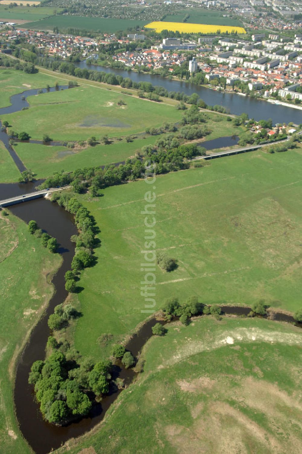 Luftbild SCHWEDT / ODER - Oderwiesen und den Oder Uferbereich am Grenzübergang Schwedt an der Oder