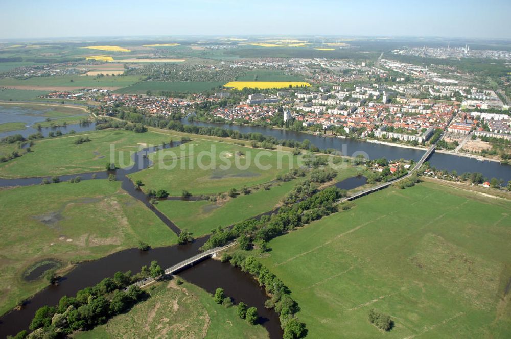 Luftaufnahme SCHWEDT / ODER - Oderwiesen und den Oder Uferbereich am Grenzübergang Schwedt an der Oder