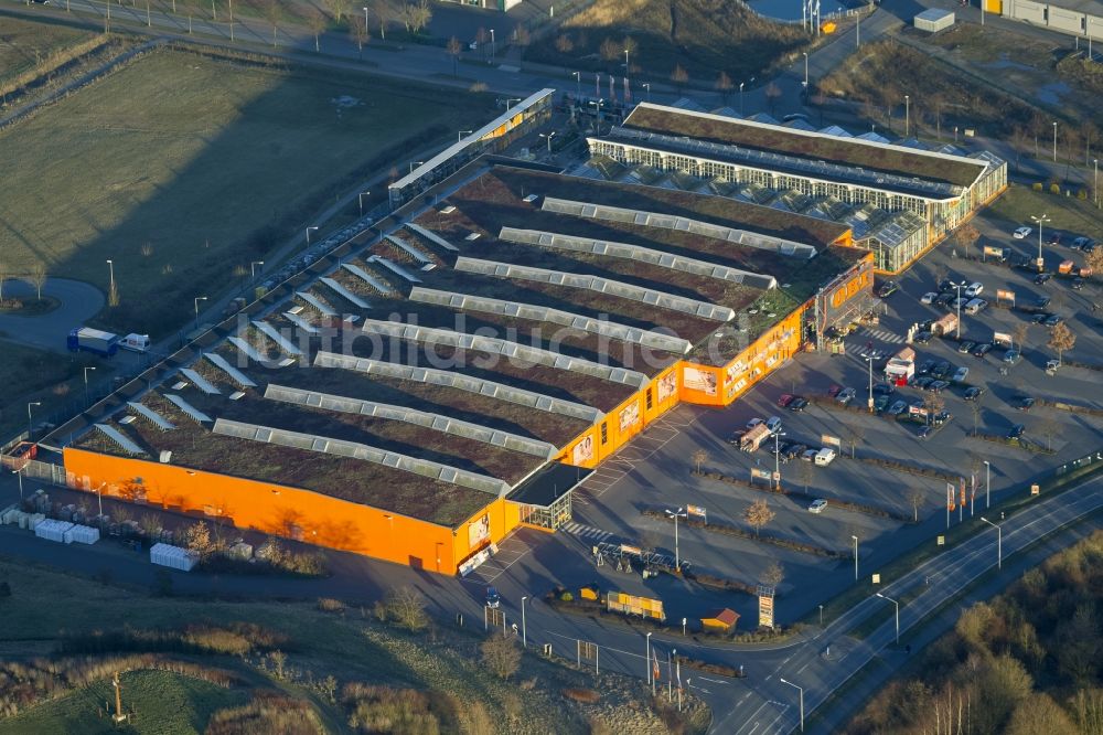 Luftbild Hamm - Oekozentrum Heessen und Baumarkt der OBI Gruppe am Sachsenring in Hamm in Nordrhein-Westfalen NRW