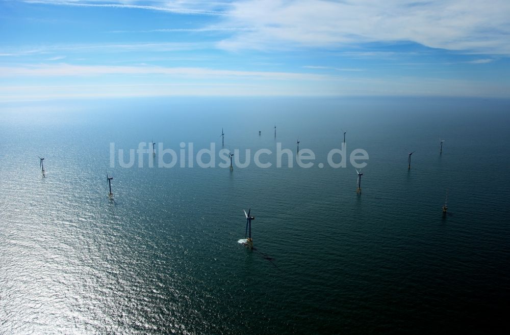 Borkum von oben - Offshore-Windpark alpha ventus vor der Nordseeküste in der Deutschen Bucht bei Borkum im Bundesland Niedersachsen