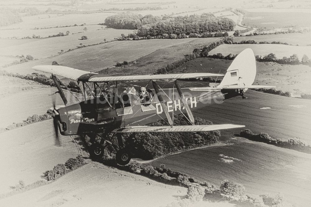 Hürup aus der Vogelperspektive: Oldtimer Flugzeug im Luftraum in Hürup im Bundesland Schleswig-Holstein