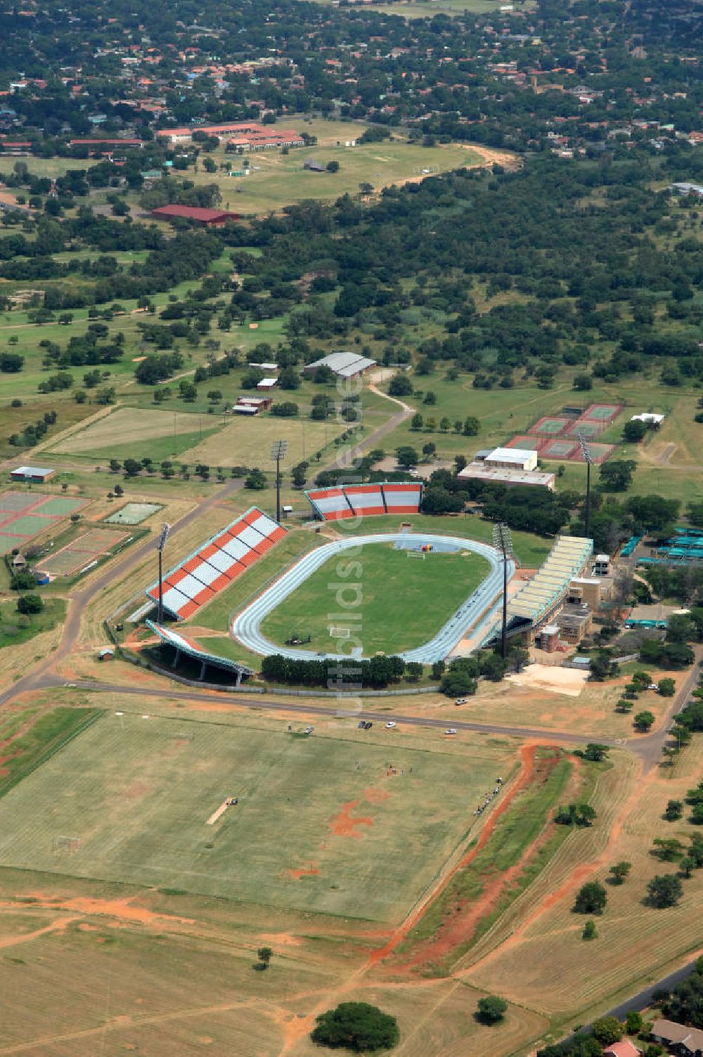 Rustenburg aus der Vogelperspektive: Olympia Stadion im Olympiapark / Olympia Stadium in the Olimpia Sports Complex