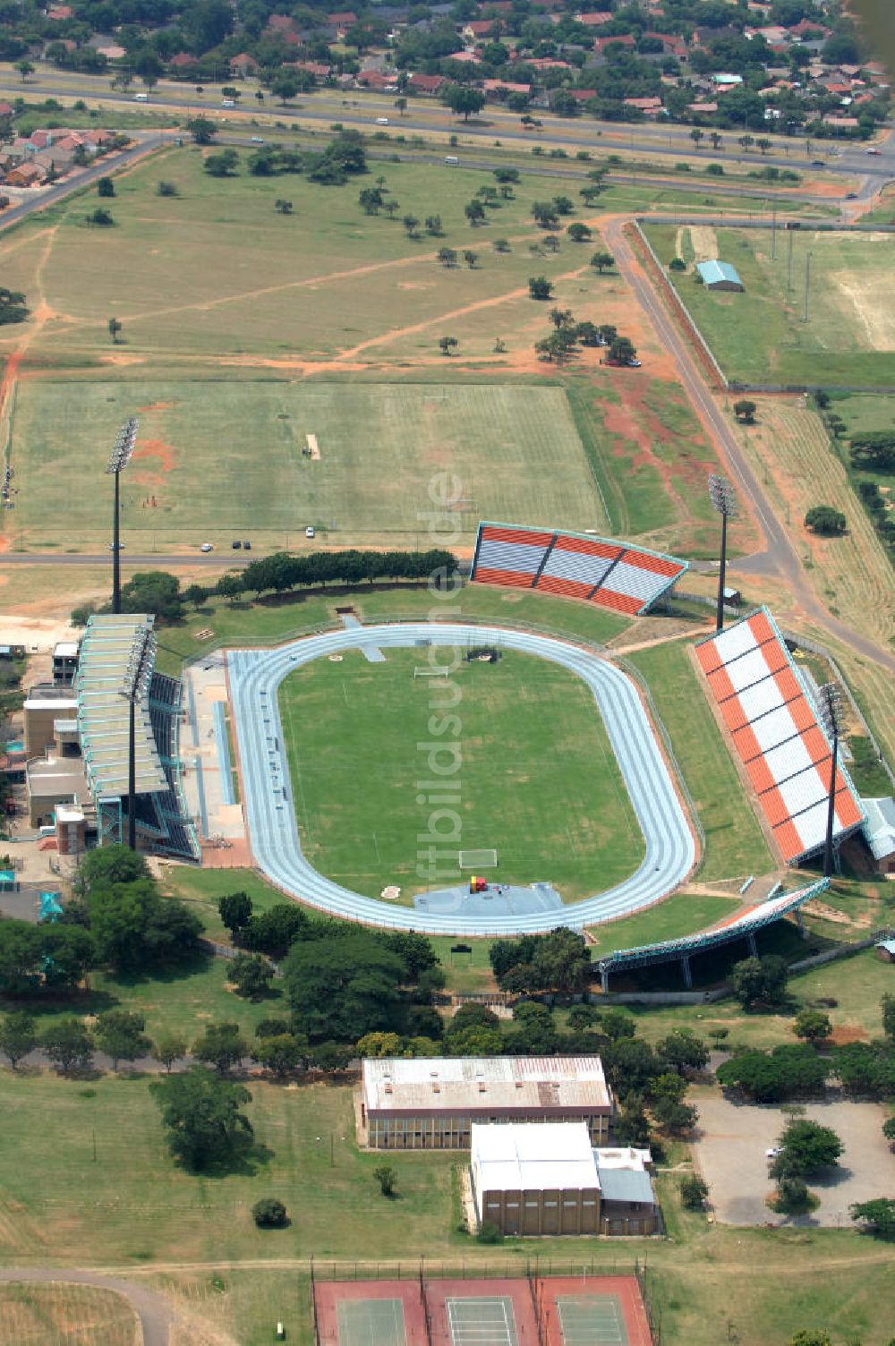 Rustenburg von oben - Olympia Stadion im Olympiapark / Olympia Stadium in the Olimpia Sports Complex