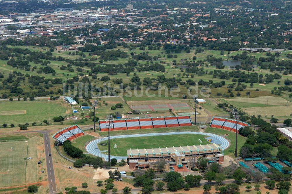 Rustenburg aus der Vogelperspektive: Olympia Stadion im Olympiapark / Olympia Stadium in the Olimpia Sports Complex