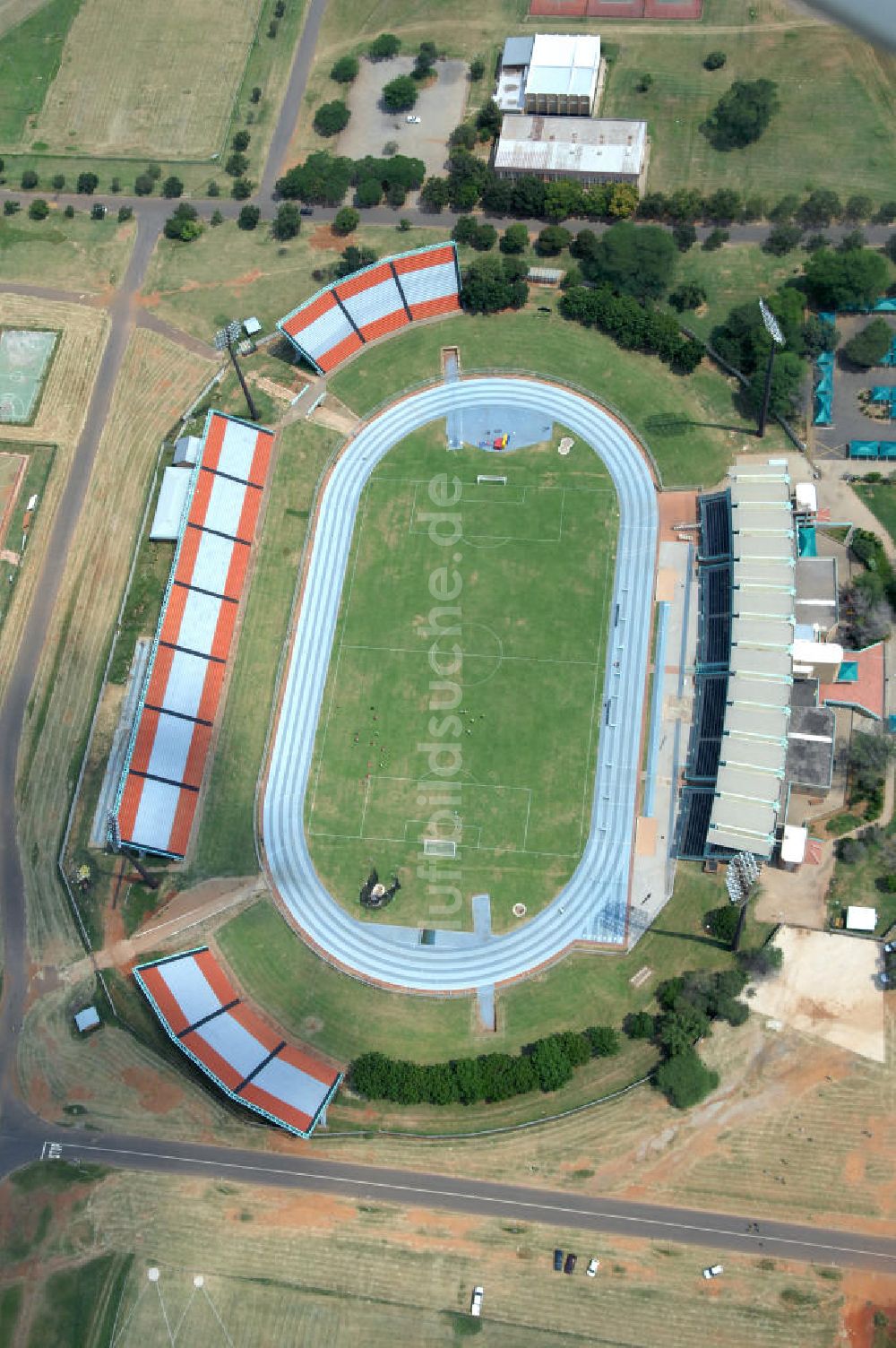 Rustenburg aus der Vogelperspektive: Olympia Stadion im Olympiapark / Olympia Stadium in the Olimpia Sports Complex