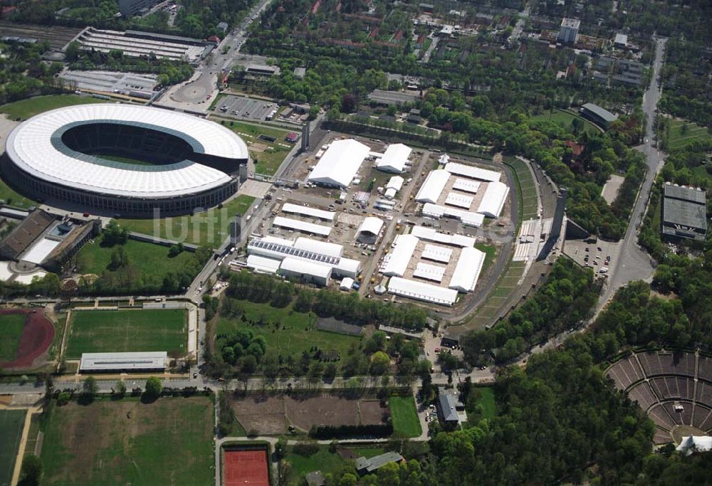 Luftbild Berlin - Olympiastadion Berlin vor der Fußballweltmeisterschaft