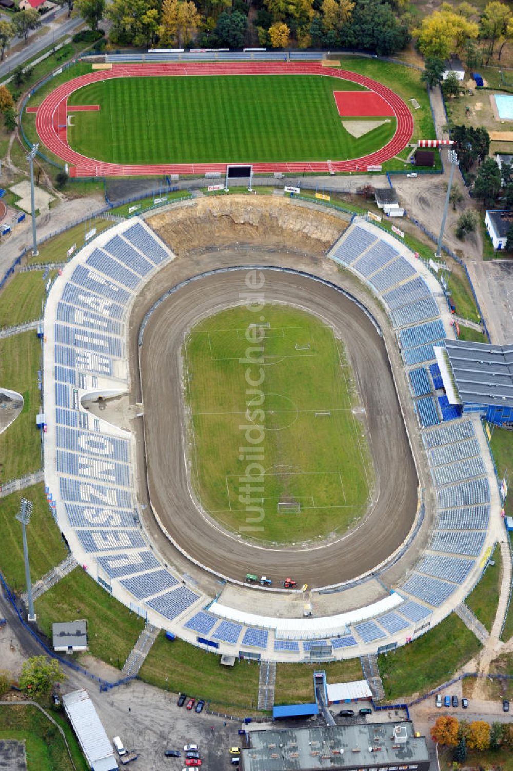 Leszno von oben - Olympiastadion Breslau / Wroclaw in Polen