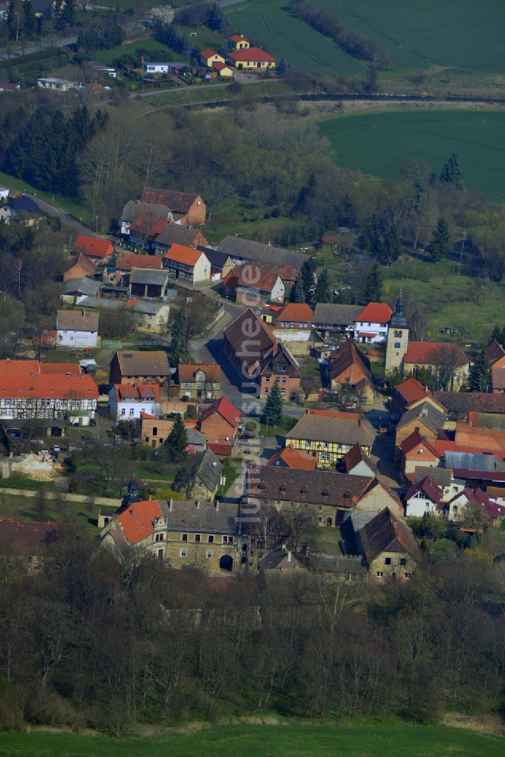 Krottorf aus der Vogelperspektive: Orts- Zentrum von Krottorf im Bundesland Sachsen-Anhalt