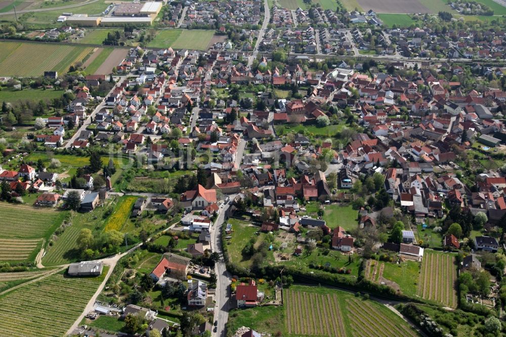 Luftaufnahme Alsheim - Ortsansicht von Alsheim in der Verbandsgemeinde Eich im Bundesland Rheinland-Pfalz