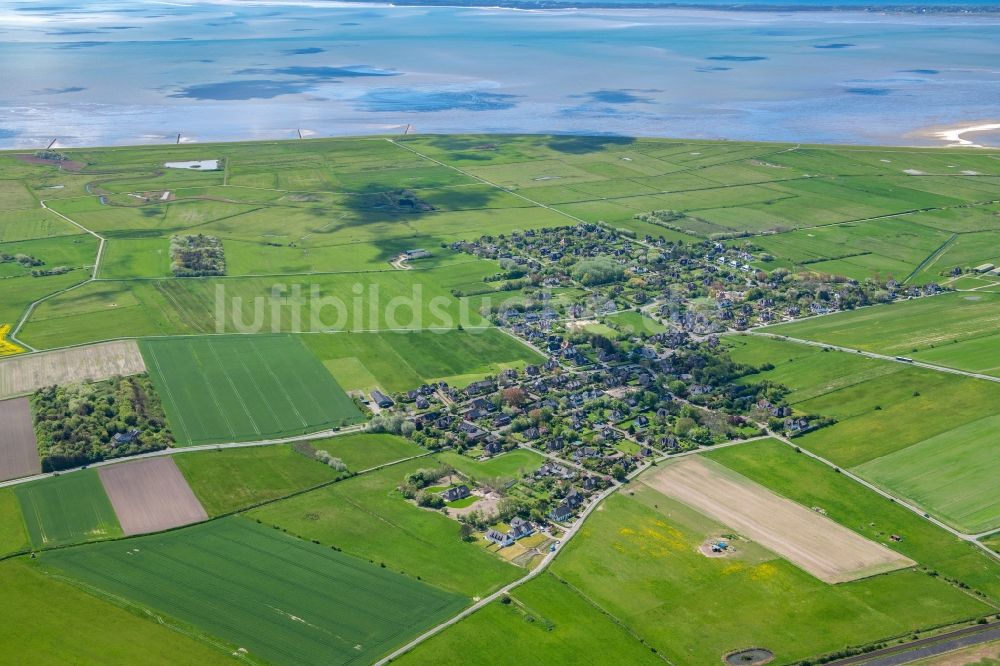 Archsum von oben - Ortsansicht in Archsum auf der Insel Sylt im Bundesland Schleswig-Holstein, Deutschland