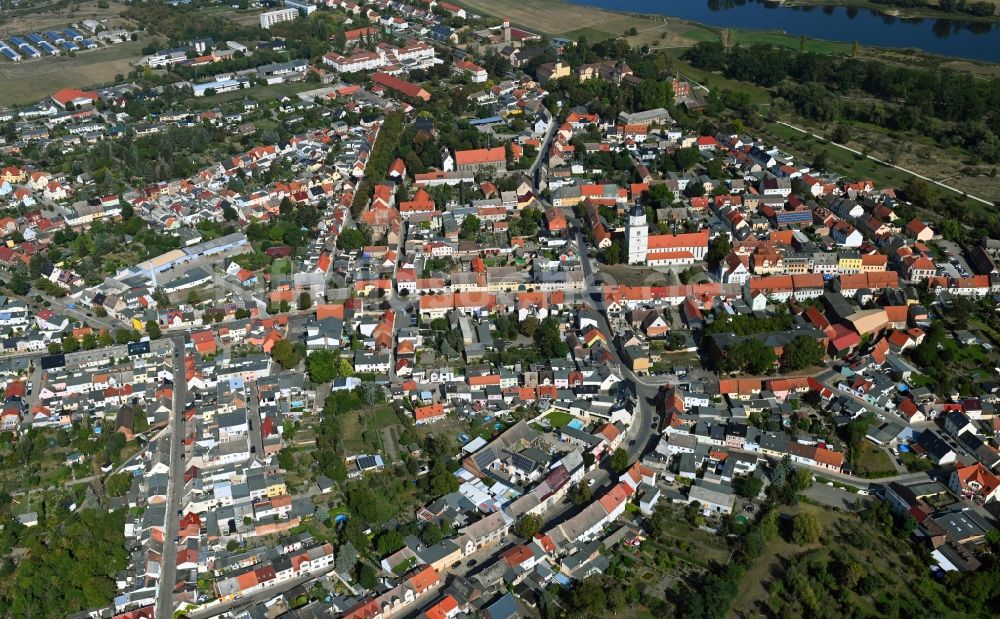 Luftaufnahme Barby (Elbe) - Ortsansicht in Barby (Elbe) im Bundesland Sachsen-Anhalt, Deutschland