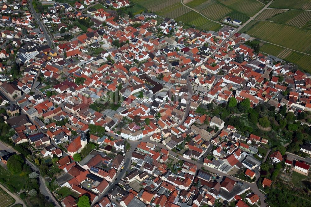 Luftaufnahme Bechtheim - Ortsansicht von Bechtheim ist eine Ortsgemeinde im Landkreis Alzey-Worms in Rheinland-Pfalz