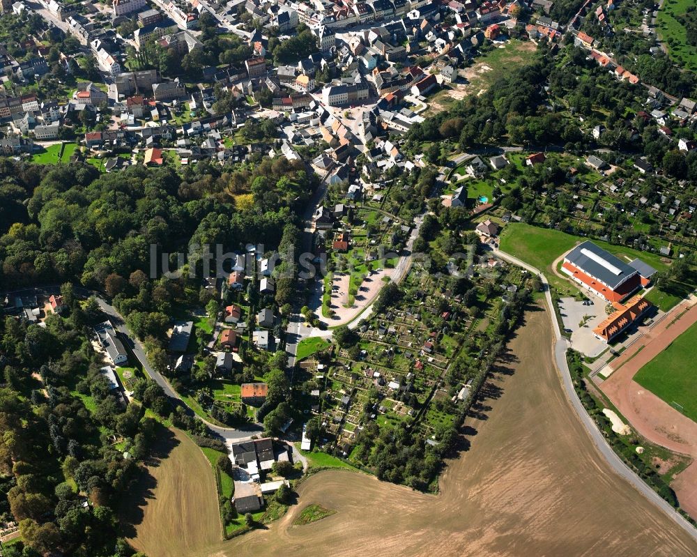Hainichen von oben - Ortsansicht im Bereich der Straße Am Park in Hainichen im Bundesland Sachsen, Deutschland