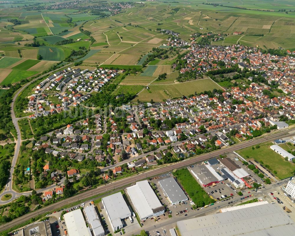Luftaufnahme Bodenheim - Ortsansicht von Bodenheim im Bundesland Rheinland-Pfalz