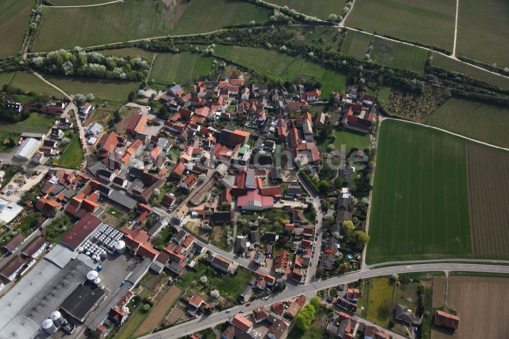 Bornheim von oben - Ortsansicht von Bornheim im VBG Alzey-Land im Bundesland Rheinland-Pfalz