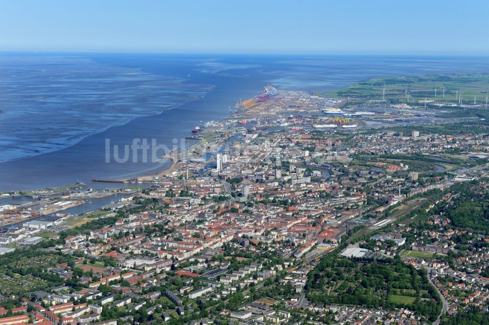 Luftbild Bremerhaven - Ortsansicht von Bremerhaven mit Weser- Mündung im Bundesland Bremen