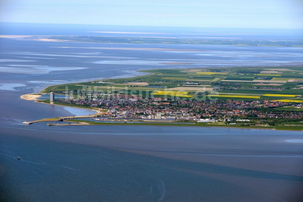 Büsum von oben - Ortsansicht in Büsum mit Wattenmeer im Bundesland Schleswig-Holstein