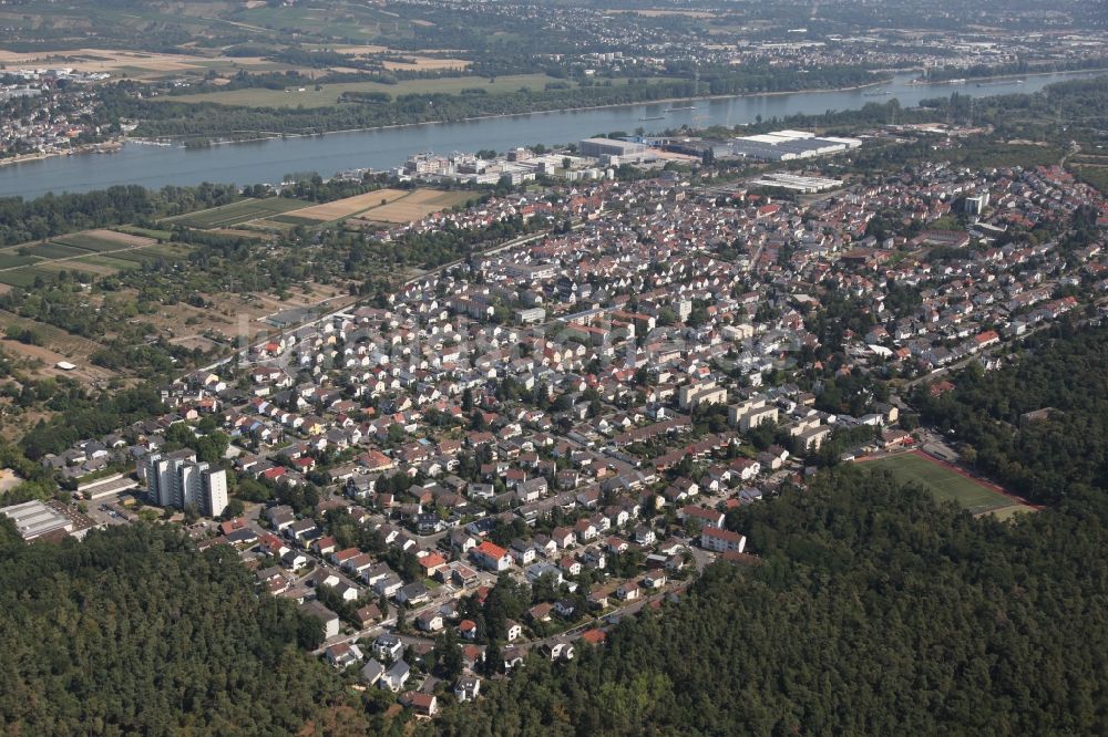 Luftaufnahme Budenheim - Ortsansicht in Budenheim im Bundesland Rheinland-Pfalz