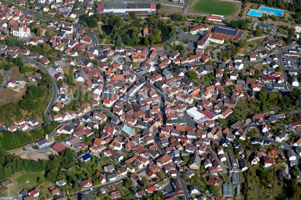 Burgsinn von oben - Ortsansicht in Burgsinn im Bundesland Bayern, Deutschland