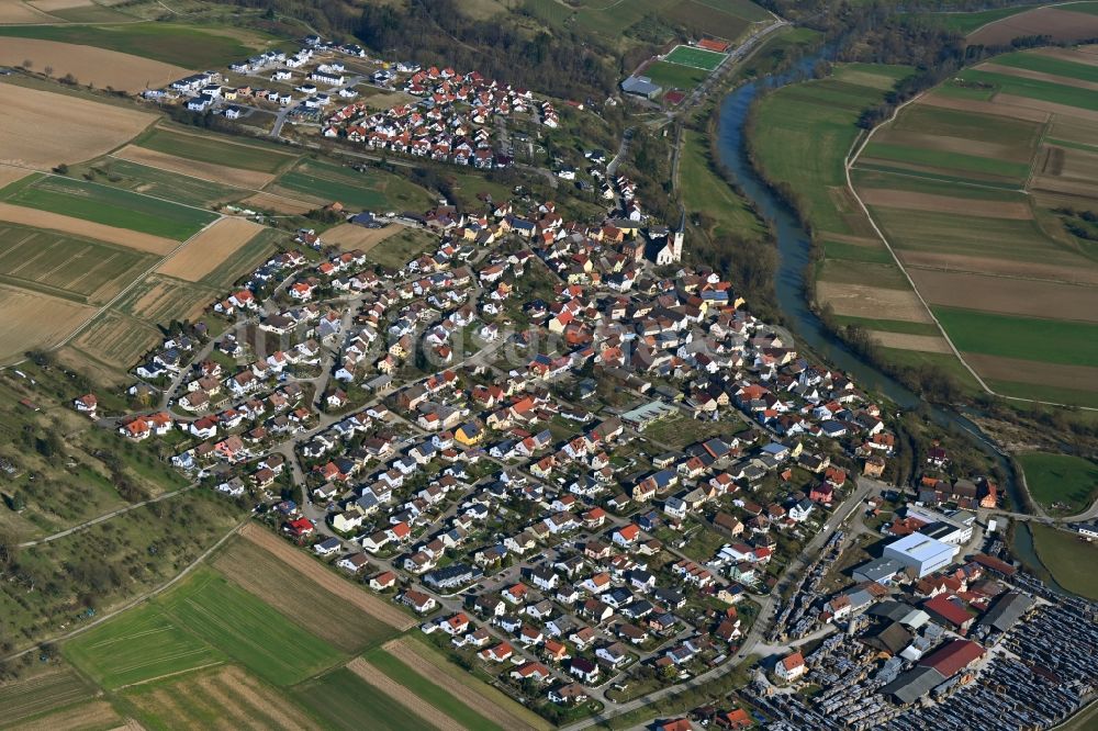 Cleversulzbach von oben - Ortsansicht in Cleversulzbach im Bundesland Baden-Württemberg, Deutschland