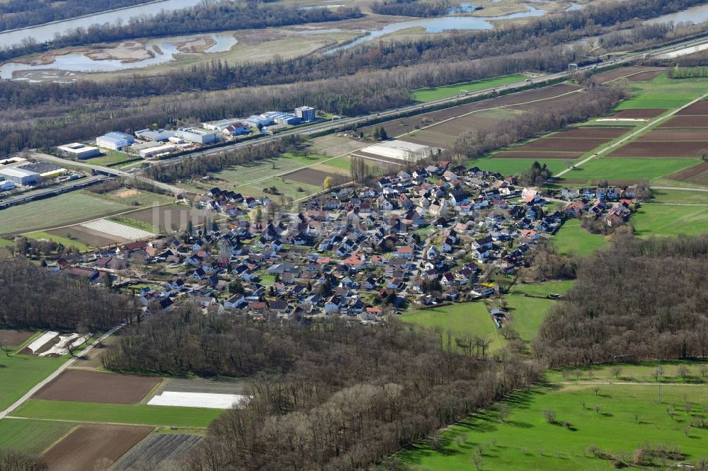 Weil am Rhein von oben - Ortsansicht vom Dorf und Ortsteil Märkt in Weil am Rhein im Bundesland Baden-Württemberg, Deutschland