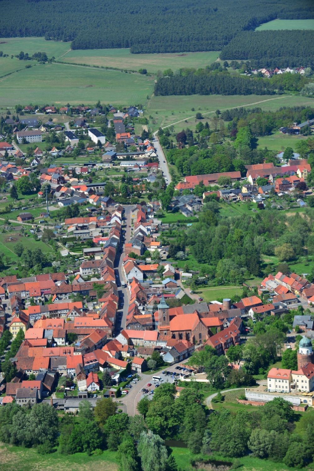 Luftbild Lenzen - Ortsansicht und Dorfkern von Lenzen in der Prignitz im Bundesland Brandenburg