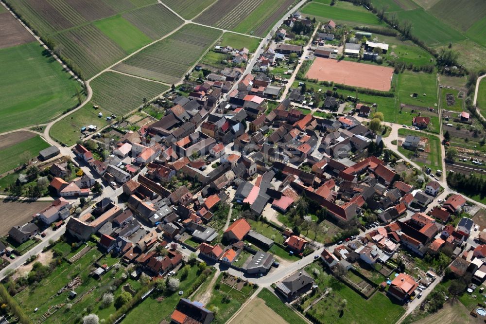 Luftbild Eckelsheim - Ortsansicht von Eckelsheim ist eine Ortsgemeinde im Landkreis Alzey-Worms in Rheinland-Pfalz