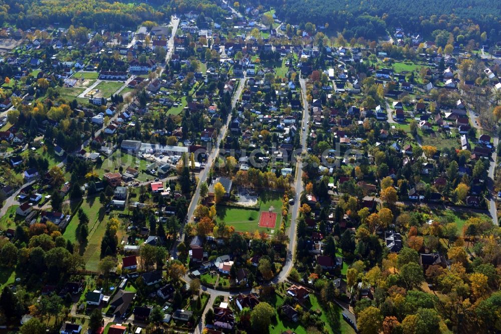 Luftaufnahme Senzig - Ortsansicht Einfamilienhaus - Wohngebiet am Krimnicksee in Senzig im Bundesland Brandenburg