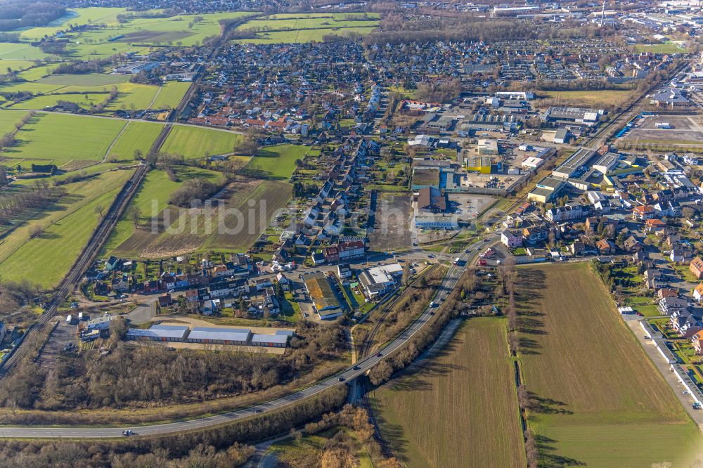 Hamm aus der Vogelperspektive: Ortsansicht entlang der Hohenzollernstraße in Hamm im Bundesland Nordrhein-Westfalen, Deutschland