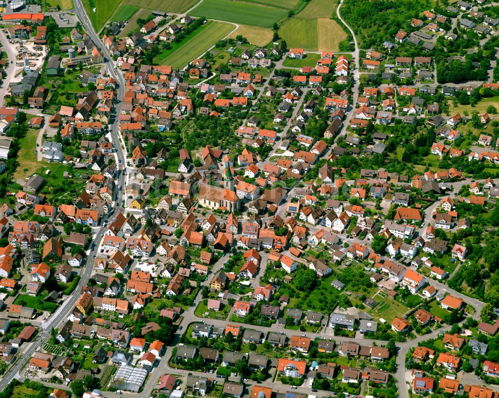 Entringen von oben - Ortsansicht in Entringen im Bundesland Baden-Württemberg, Deutschland