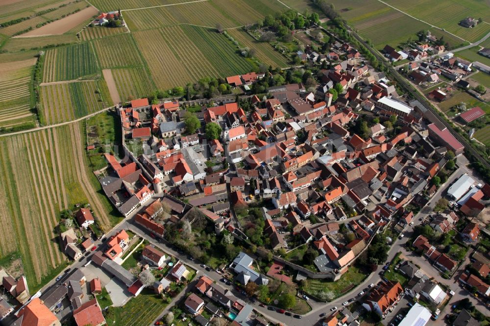 Flörsheim - Dalsheim von oben - Ortsansicht vom Flörsheim-Dalsheim im Bundesland Rheinland-Pfalz