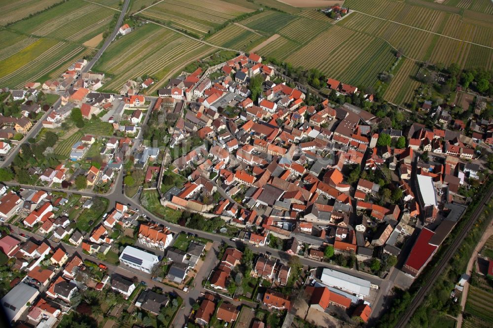 Luftaufnahme Flörsheim - Dalsheim - Ortsansicht vom Flörsheim-Dalsheim im Bundesland Rheinland-Pfalz