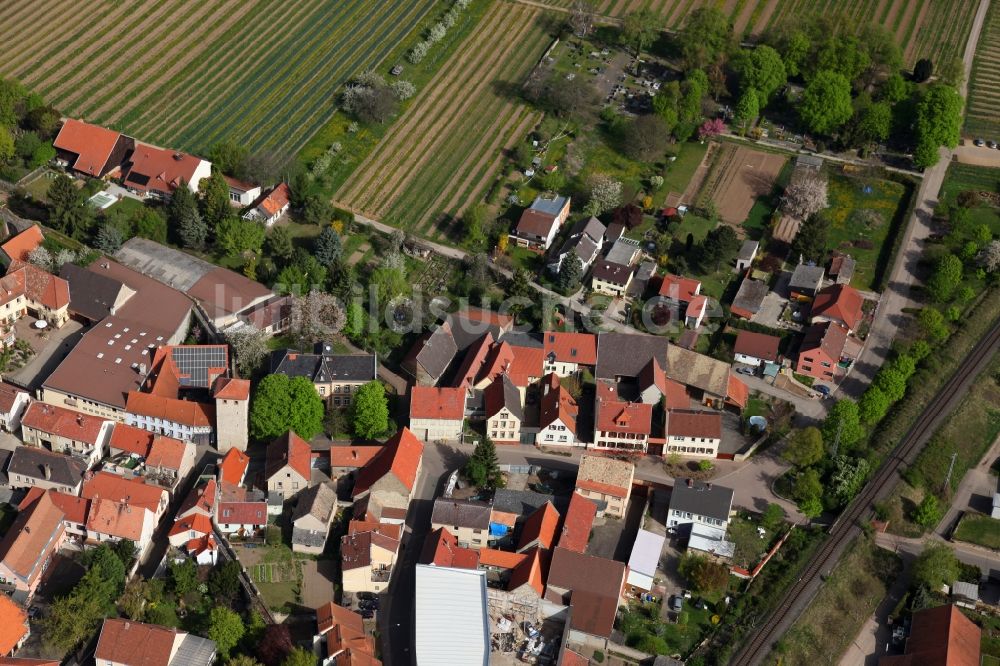 Flörsheim - Dalsheim von oben - Ortsansicht vom Flörsheim-Dalsheim im Bundesland Rheinland-Pfalz