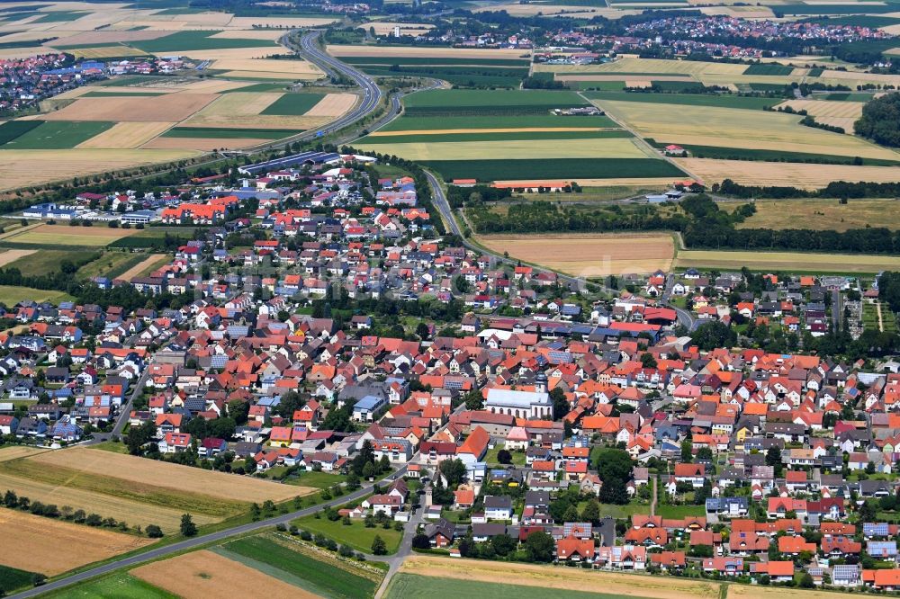 Geldersheim von oben - Ortsansicht in Geldersheim im Bundesland Bayern, Deutschland