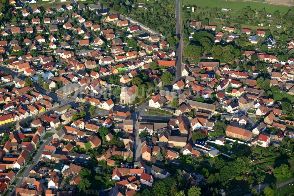 Edersleben aus der Vogelperspektive: Ortsansicht der Gemeinde Edersleben im Bundesland Sachsen-Anhalt