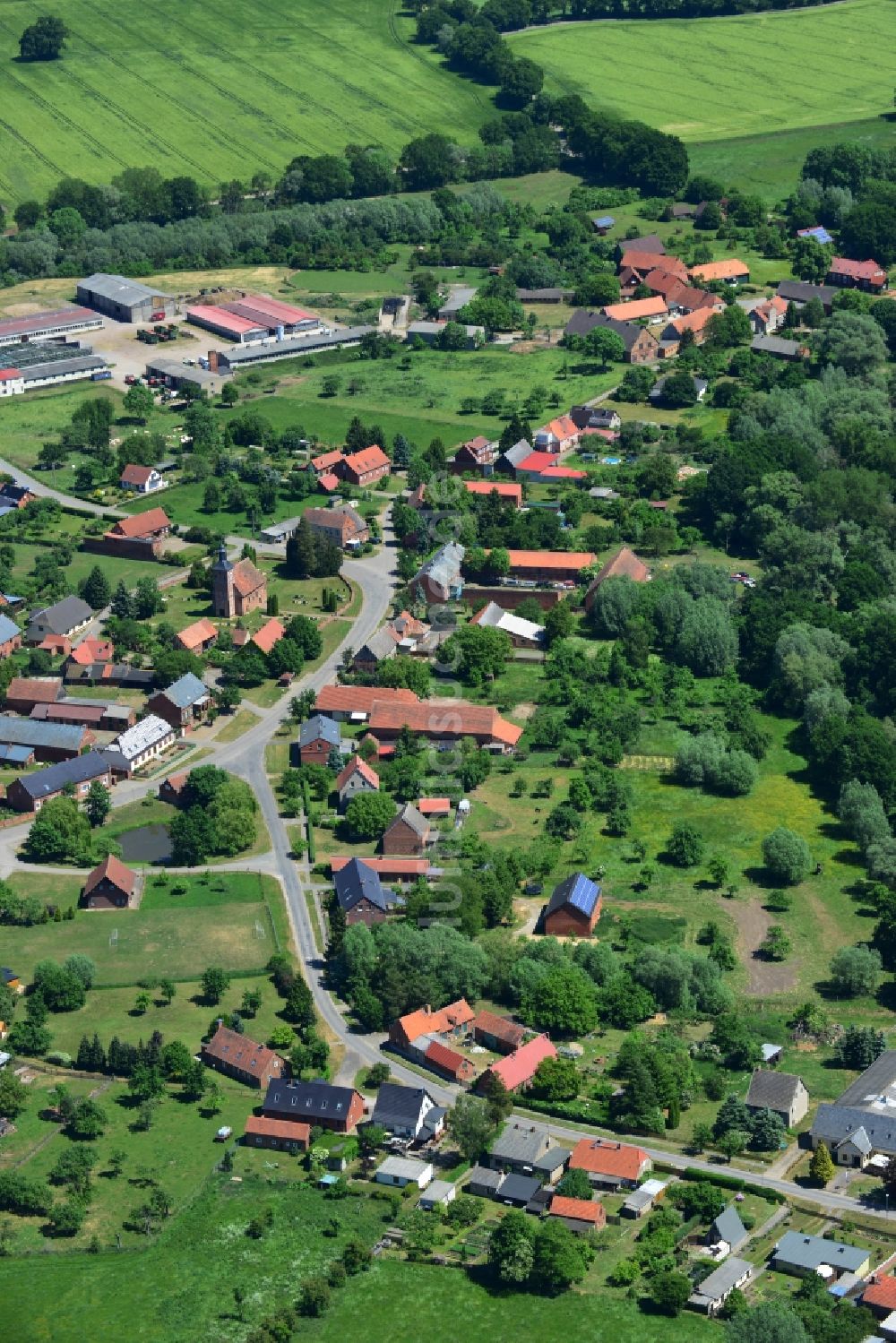 Rühstädt von oben - Ortsansicht der Gemeinde Rühstädt im Bundesland Brandenburg