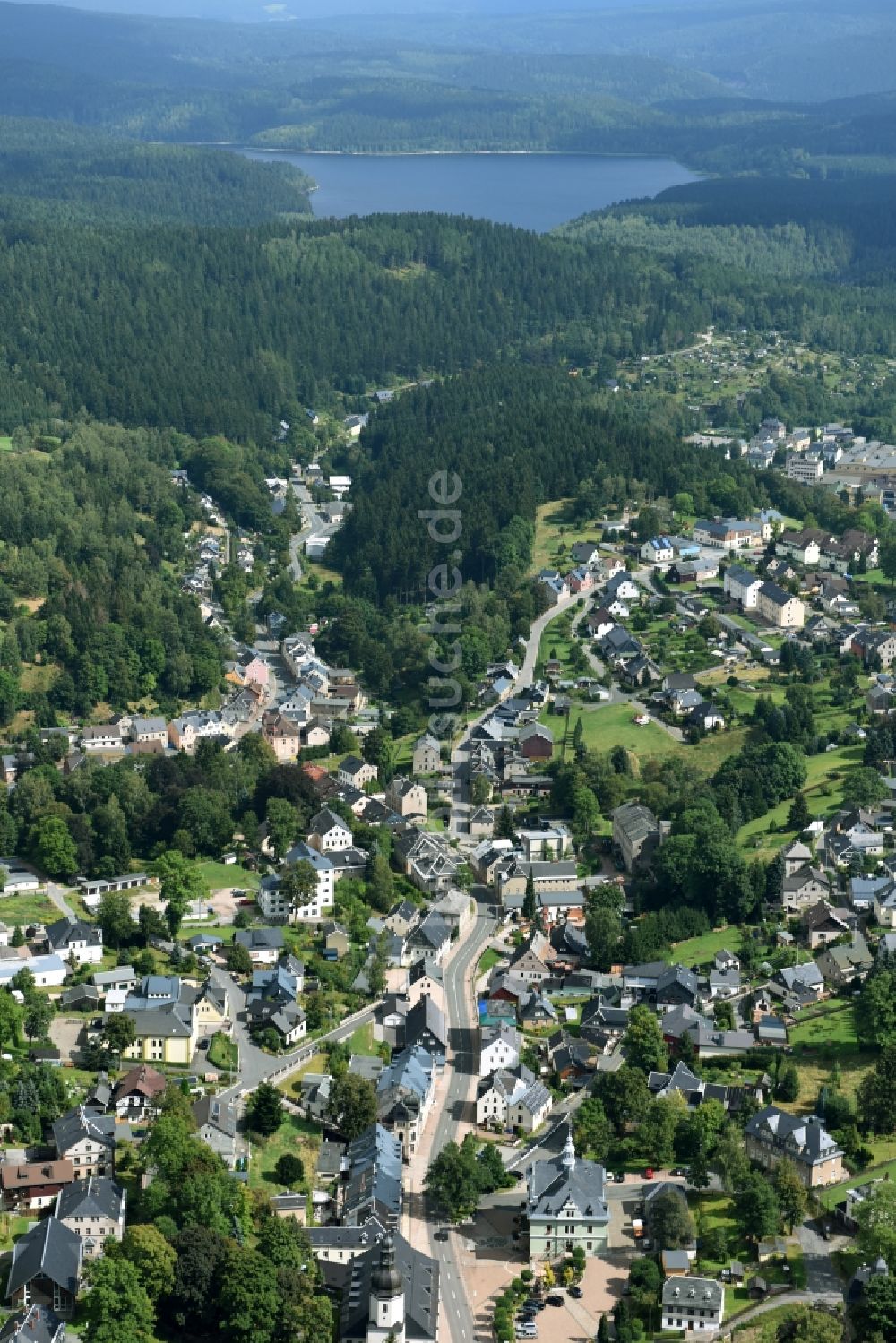 Luftaufnahme Schönheide - Ortsansicht der Gemeinde Schönheide im Bundesland Sachsen