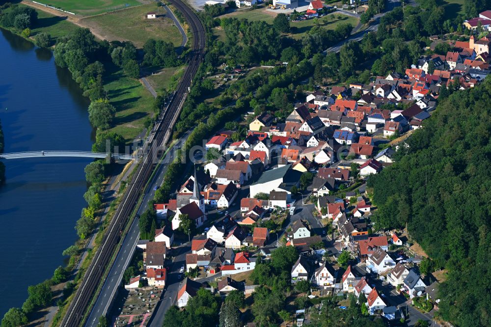 Gemünden am Main aus der Vogelperspektive: Ortsansicht in Gemünden am Main im Bundesland Bayern, Deutschland