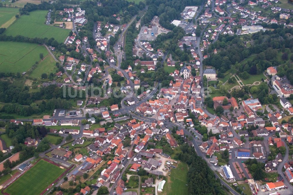 Gersfeld (Rhön) aus der Vogelperspektive: Ortsansicht in Gersfeld (Rhön) im Bundesland Hessen, Deutschland