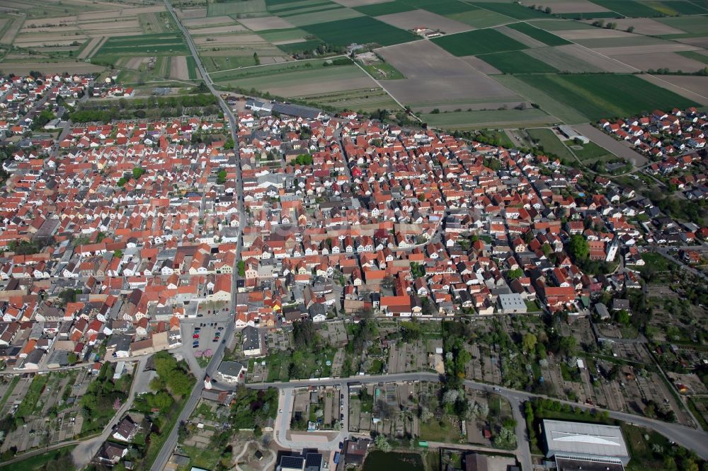 Gimbsheim von oben - Ortsansicht von Gimbsheim im Bundesland Rheinland-Pfalz