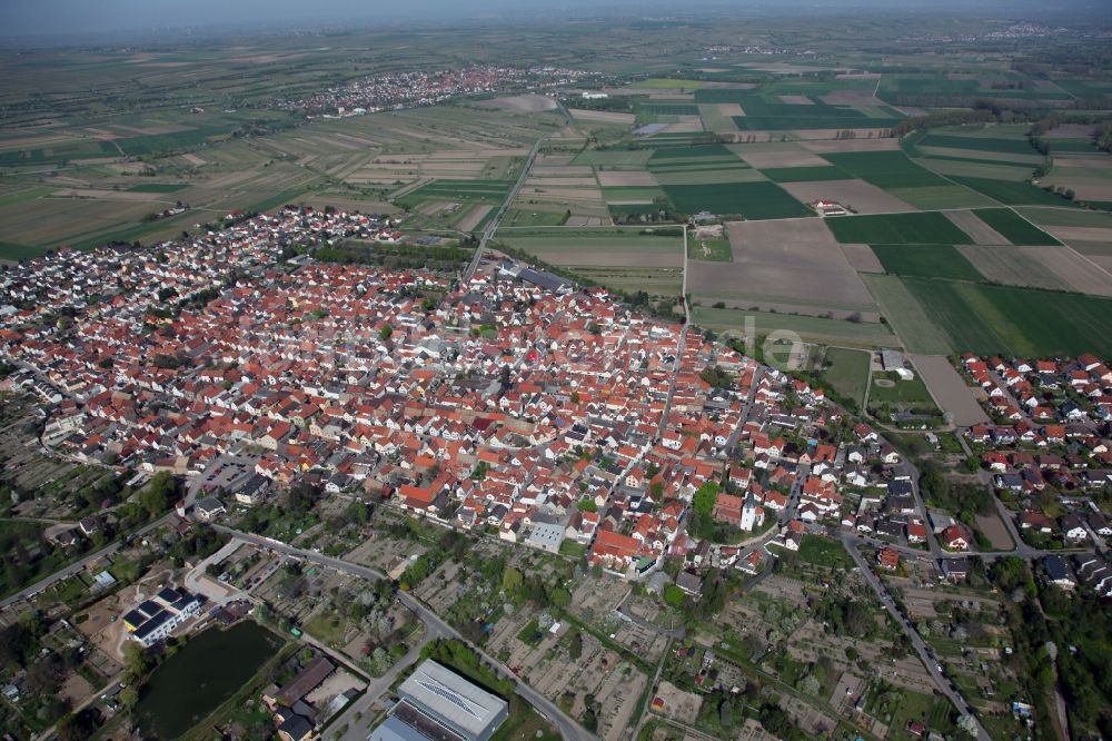 Luftaufnahme Gimbsheim - Ortsansicht von Gimbsheim im Bundesland Rheinland-Pfalz