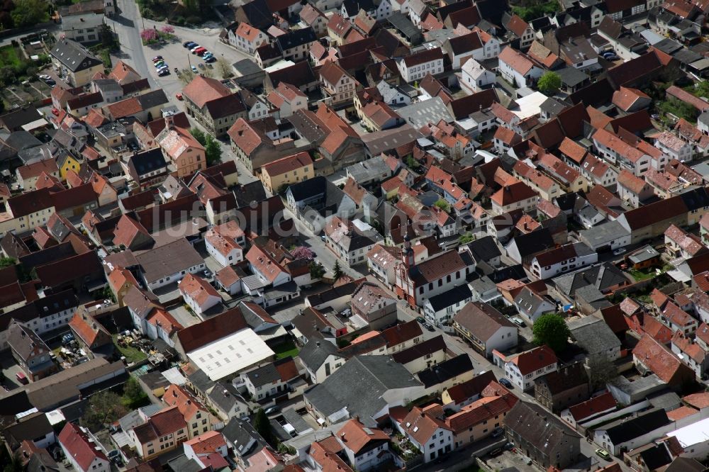 Gimbsheim von oben - Ortsansicht von Gimbsheim im Bundesland Rheinland-Pfalz