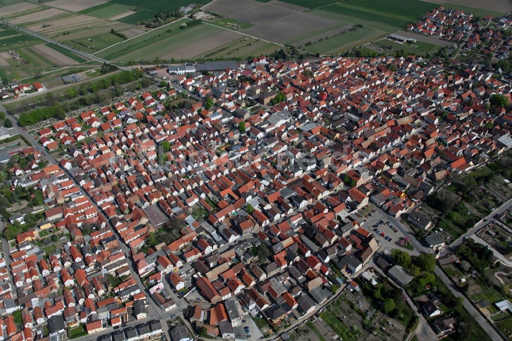 Luftbild Gimbsheim - Ortsansicht von Gimbsheim im Bundesland Rheinland-Pfalz